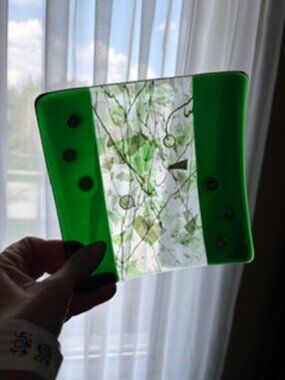 Emerald Green Fused Glass Plate